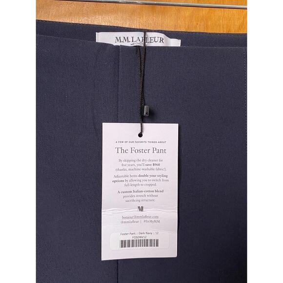NWT M.M. Lafleur Foster Cigarette Pants Dark Navy Straight Powerstretch Sz 12 - Picture 5 of 8
